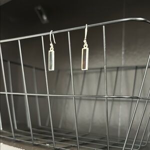 Silver Rectangular Drop Earrings